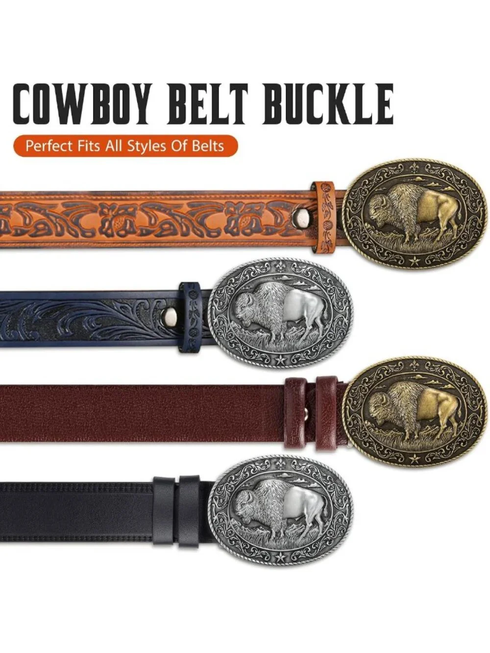 Stylish Western Cowboy Belt Buckle for Men - Texas Bull Rodeo Country Accessory